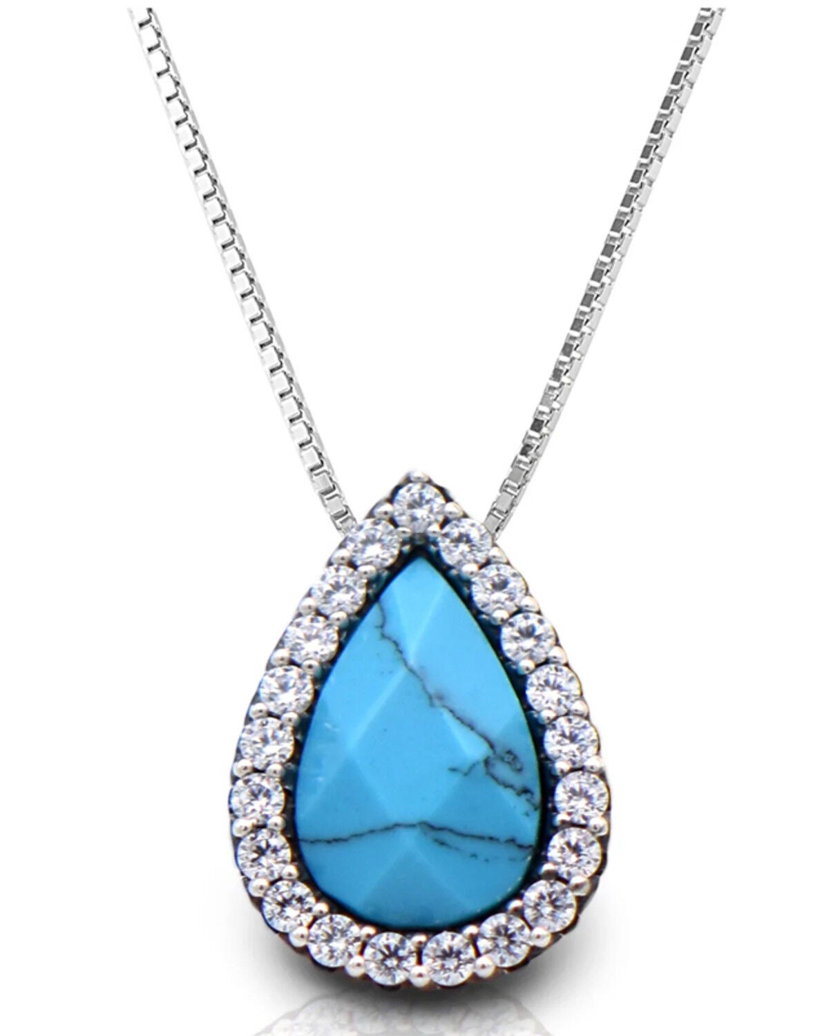 Image #1 - Kelly Herd Women's Turquoise Teardrop Pendant Silver Necklace, Turquoise, hi-res