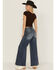 Image #3 - Miss Me Women's Dark Wash High Rise 32" Super Wide Stretch Denim Jeans, Dark Wash, hi-res
