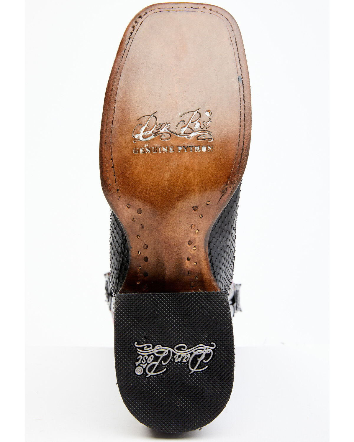 Image #7 - Dan Post Women's Back Cut Python Exotic Western Boot - Broad Square Toe, Black, hi-res