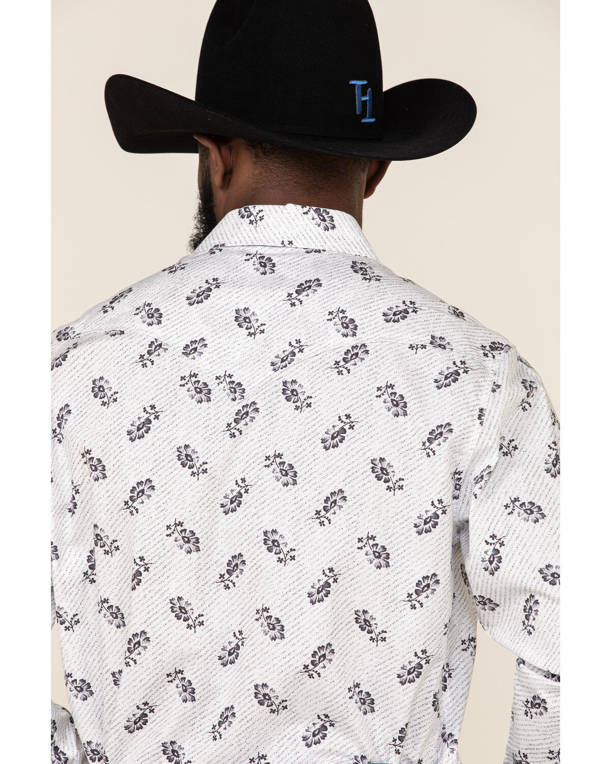Image #5 - Rock & Roll Denim Men's White Floral Print Long Sleeve Western Shirt, , hi-res