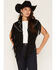 Image #1 - Saints & Hearts Women's Faux Suede Studded Fringe Capelet, Black, hi-res