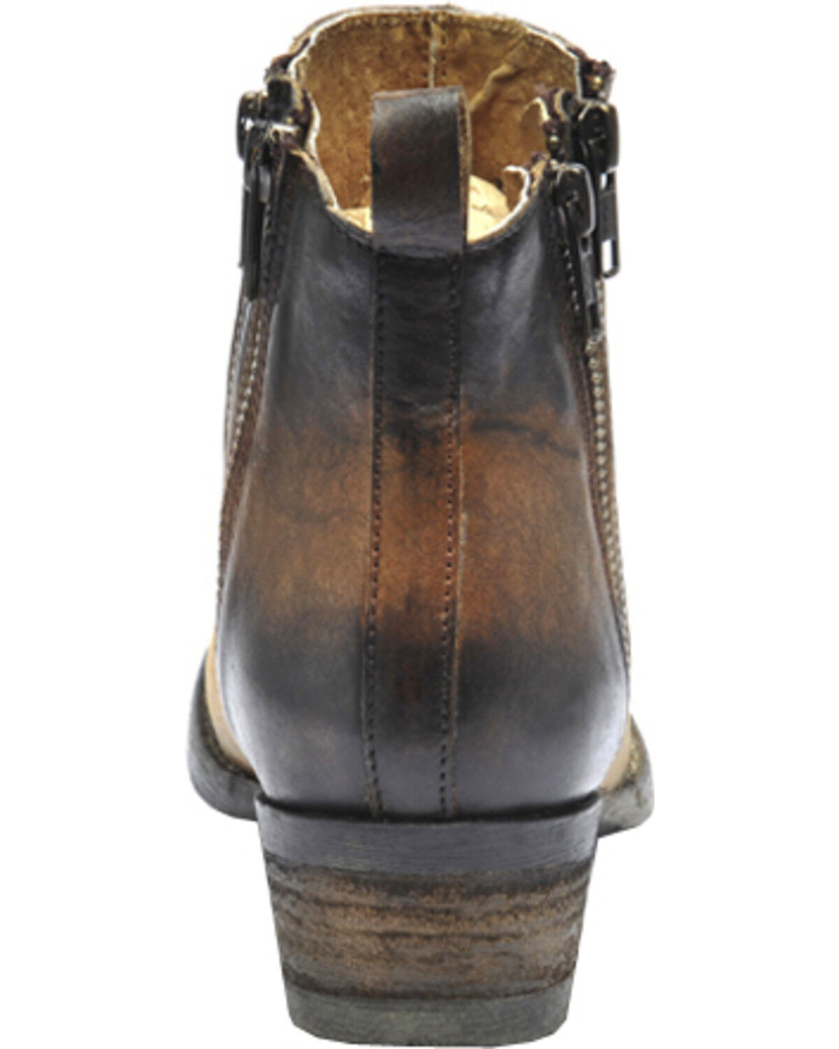 Image #4 - Circle G Burnished Double Zipper Booties - Round Toe, , hi-res