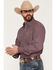 Image #2 - Stetson Men's Micro Geo Print Long Sleeve Snap Western Shirt, Wine, hi-res