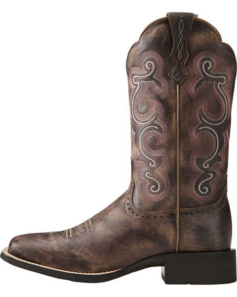 Image #2 - Ariat Women's Quickdraw Western Performance Boots - Broad Square Toe, Chocolate, hi-res