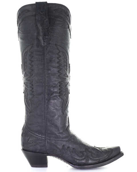 Image #2 - Corral Women's Vintage Eagle Overlay Western Boots - Snip Toe, Black, hi-res