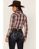 Image #4 - Roper Women's Plaid Print Long Sleeve Snap Performance Western Shirt, Blue, hi-res