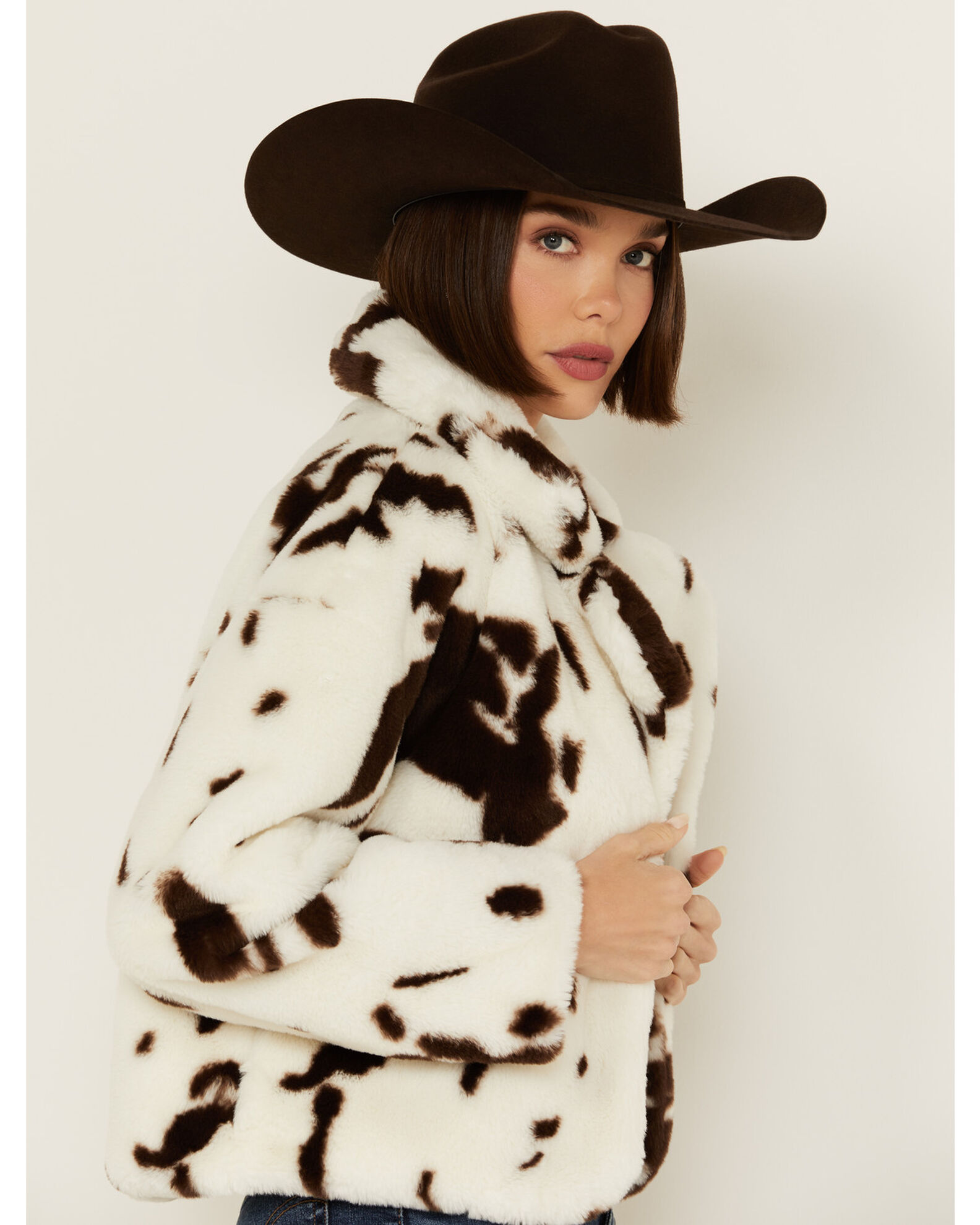 Ashley Women s Cow Print Faux Fur Jacket Sheplers