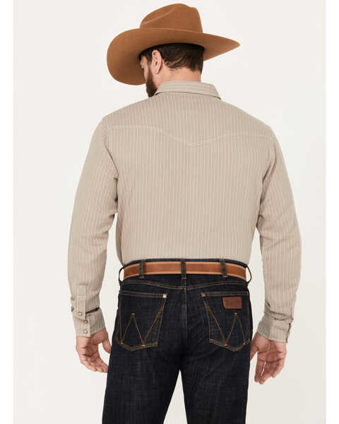 Image #4 - Blue Ranchwear Men's Laramie Striped Long Sleeve Western Snap Shirt, Cream, hi-res