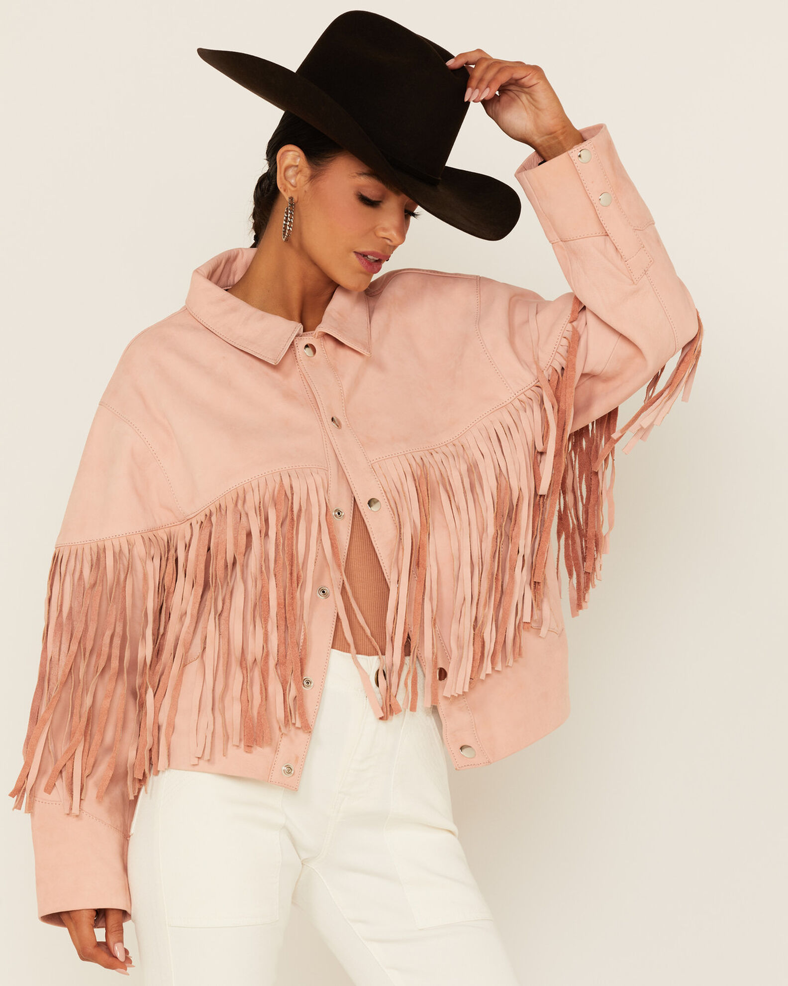 Understated Leather Women s Howling Moon Fringe Leather Jacket