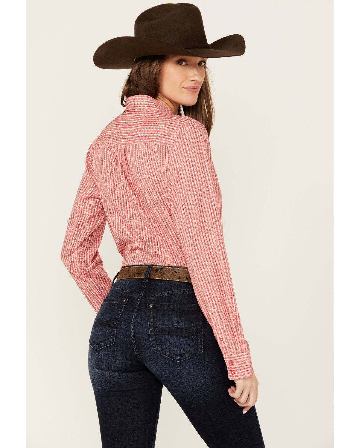 Image #4 - Cinch Women's ARENAFLEX® Striped Long Sleeve Button-Down Western Core Shirt, Red, hi-res