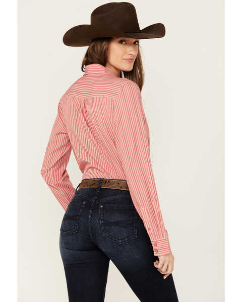 Image #4 - Cinch Women's ARENAFLEX Striped Long Sleeve Button-Down Western Core Shirt , Red, hi-res