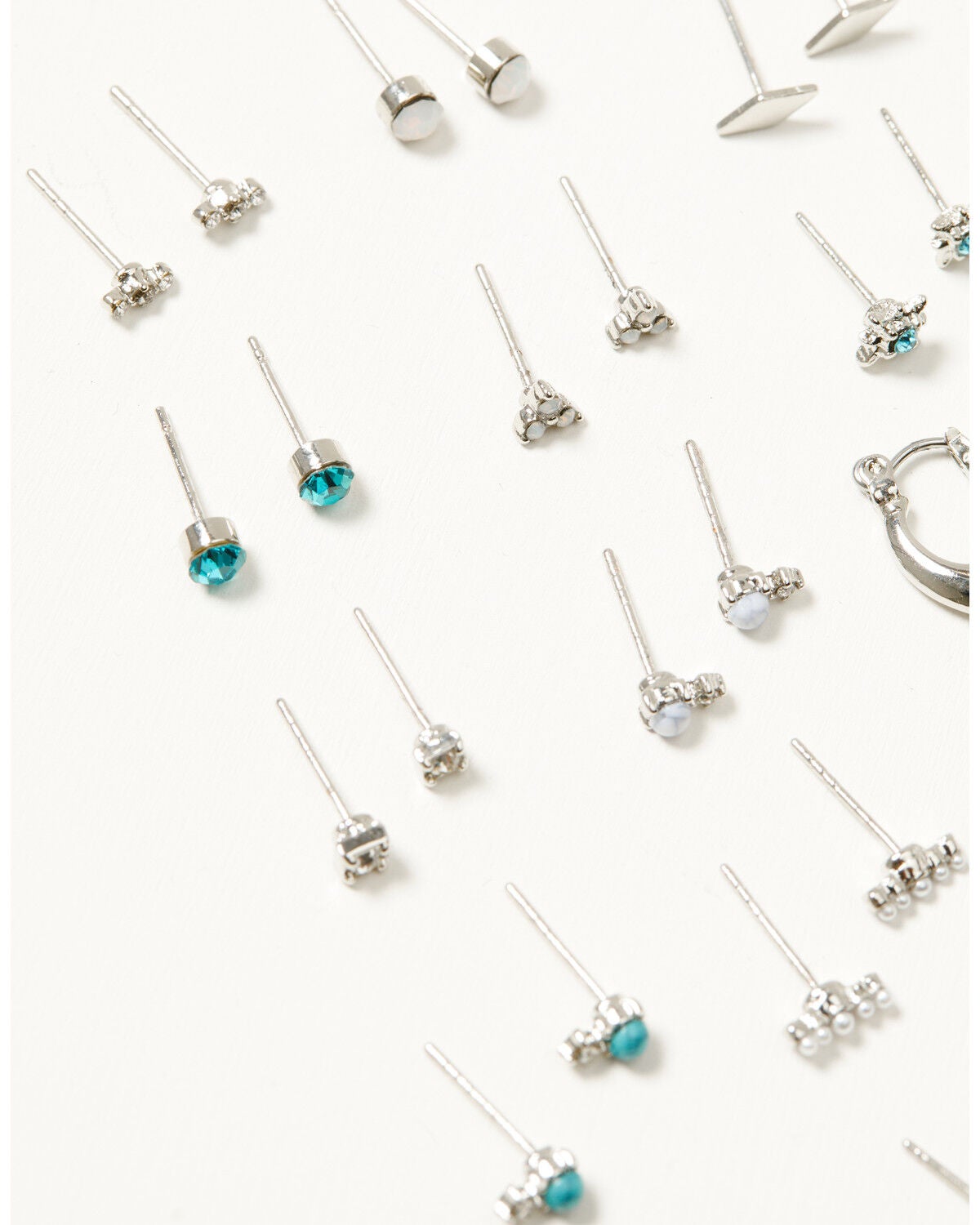 Image #3 - Shyanne Women's Teal Stone Earring Pack - 20 Piece, Silver, hi-res