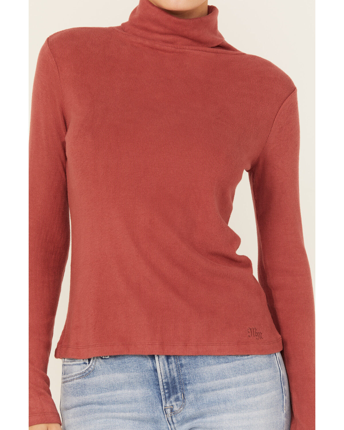 Image #3 - Miss Me Women's Lightweight Layering Turtleneck Top, Red, hi-res