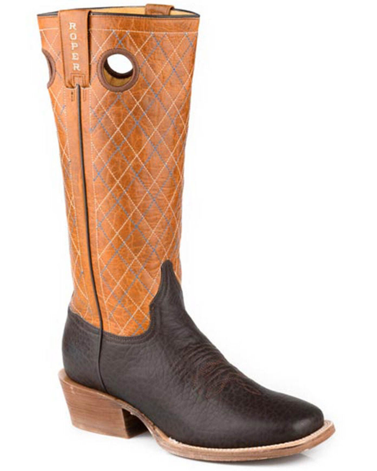 Roper Men's Take No Bull Tall Western Boots - Broad Square Toe, Brown, hi-res