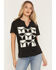 Image #1 - Blended Women's Steer Head Checkerboard Short Sleeve Graphic Tee, White, hi-res