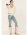 Image #4 - Nostalgia Women's Solid Cream Lace Tie-Front Long Sleeve Top, Cream, hi-res