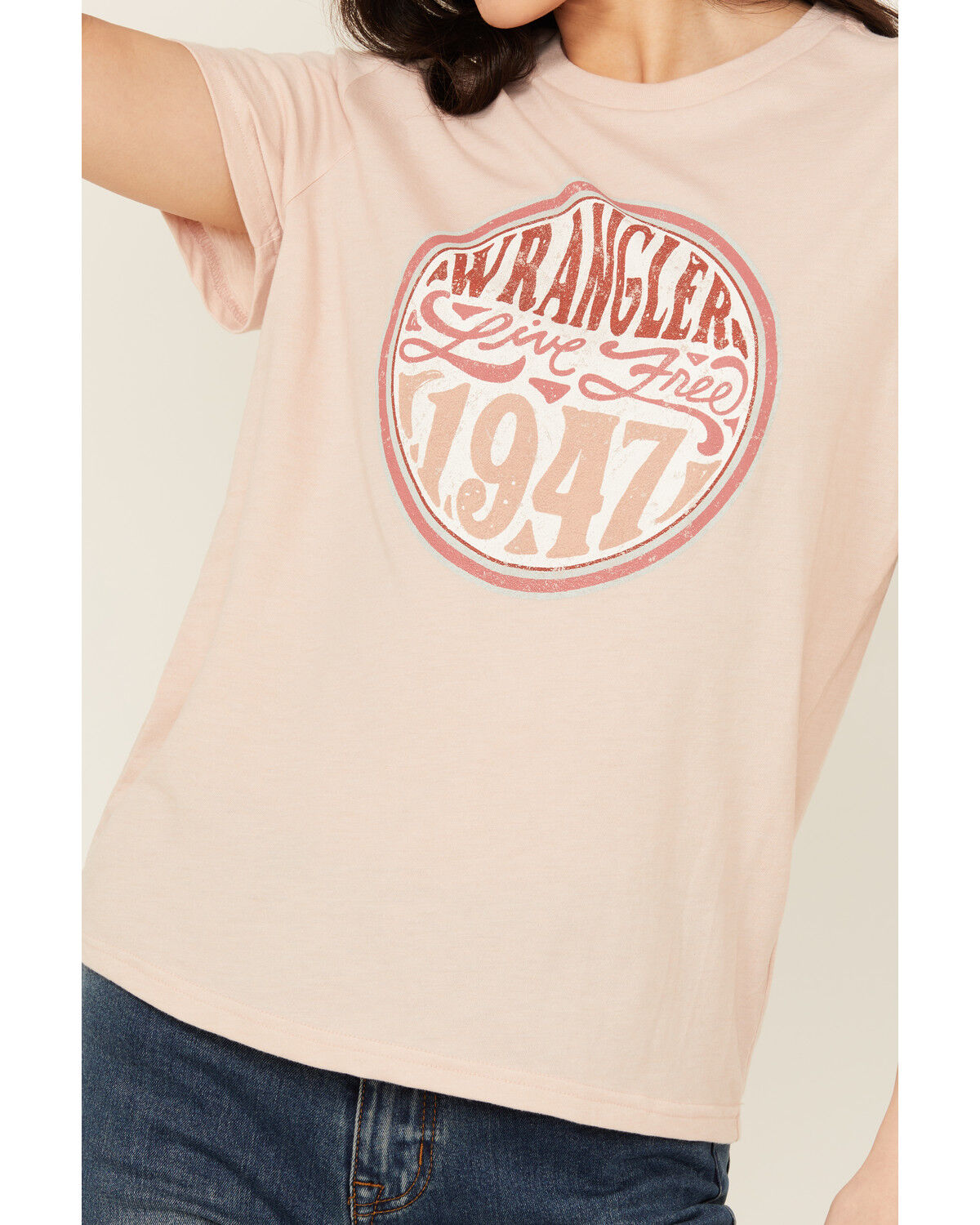 Image #3 - Wrangler Women's Live Free Short Sleeve Graphic Tee, Peach, hi-res