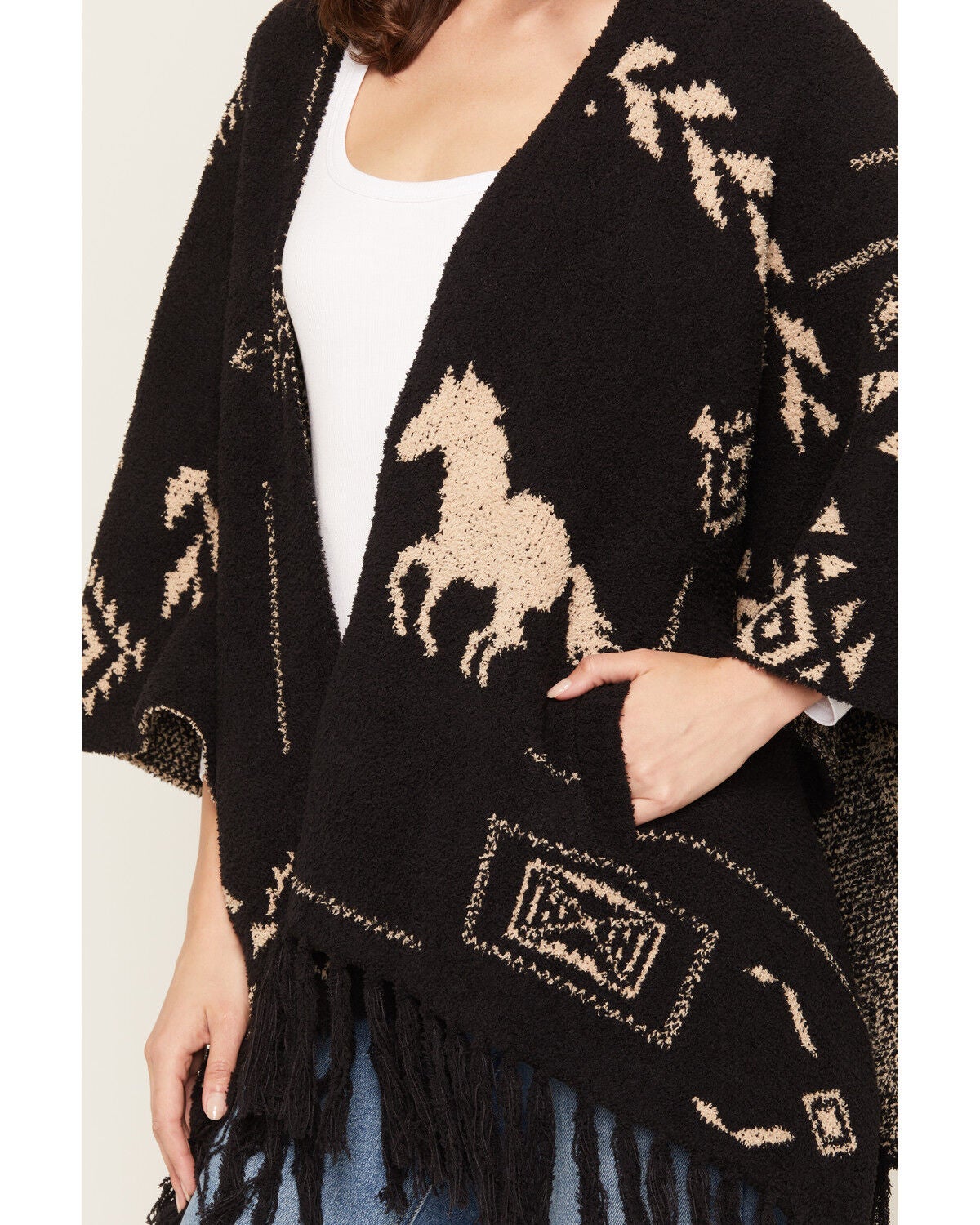 Image #3 - Idyllwind Women's Appaloosa Icon Cozy Shawl, Black, hi-res