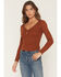 Image #1 - Wild Moss Women's Lace Long Sleeve Top, Brown, hi-res