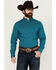 Image #1 - RANK 45® Men's Wagon Geo Print Long Sleeve Button-Down Performance Stretch Western Shirt, Teal, hi-res