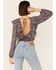 Image #3 - Lush Women's Floral Cinch Front Top, Blue, hi-res