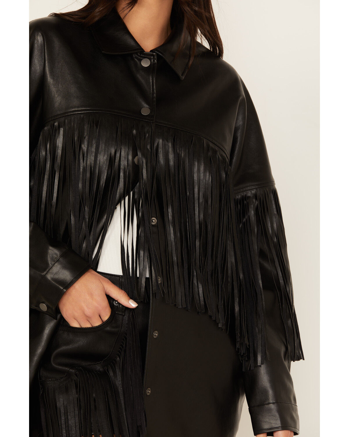 Image #3 - Sadie & Sage Women's Wild West Fringe Vegan Shacket, , hi-res