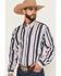 Image #2 - Cinch Men's Striped Long Sleeve Button-Down Western Shirt, Navy, hi-res