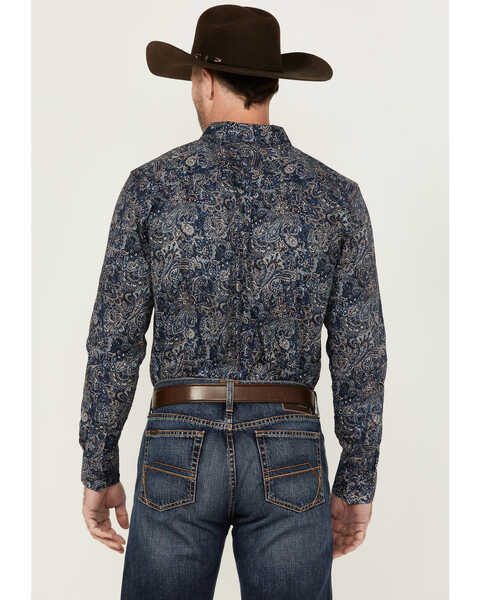 Image #4 - Cody James Men's Neverland Paisley Print Long Sleeve Button-Down Stretch Western Shirt, Light Blue, hi-res
