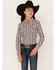 Image #1 - Cruel Girl Girls' Geo Print Long Sleeve Western Snap Shirt , Pink, hi-res