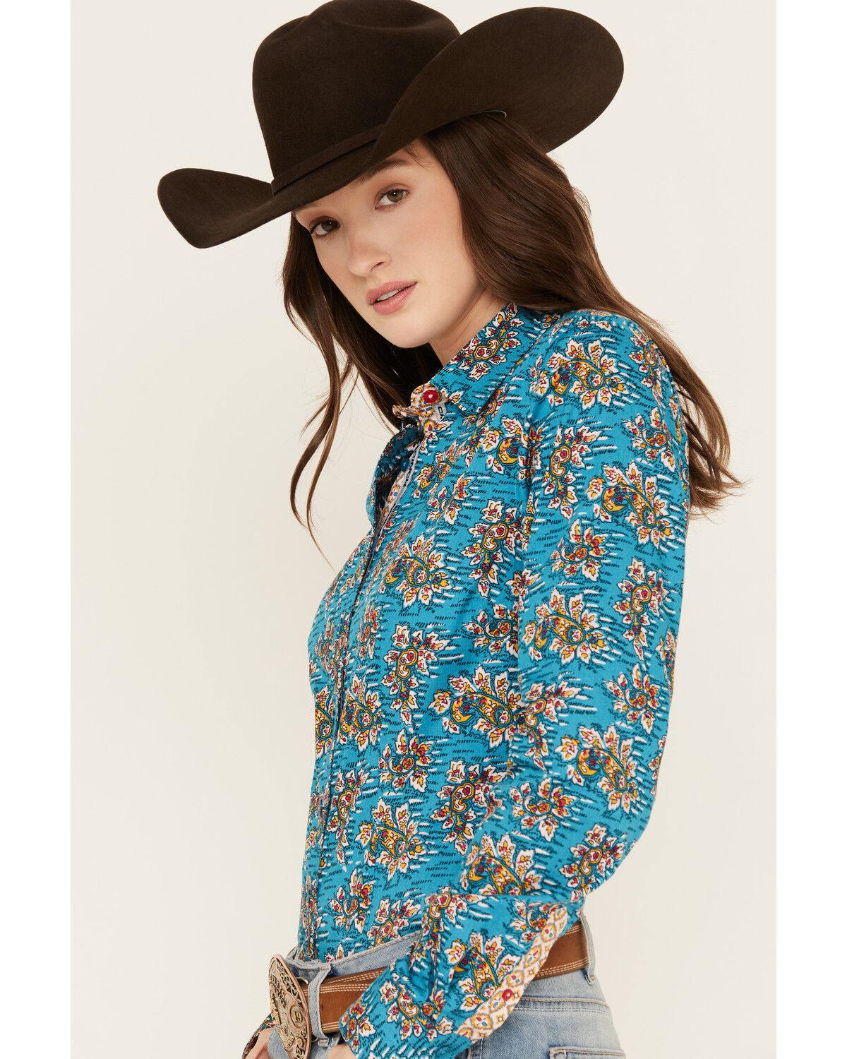 Cinch Women's Floral Long Sleeve Button-Down Western Shirt
