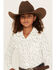 Image #1 - Shyanne Girls' Cactus Print Long Sleeve Western Button-Down Shirt, Ivory, hi-res