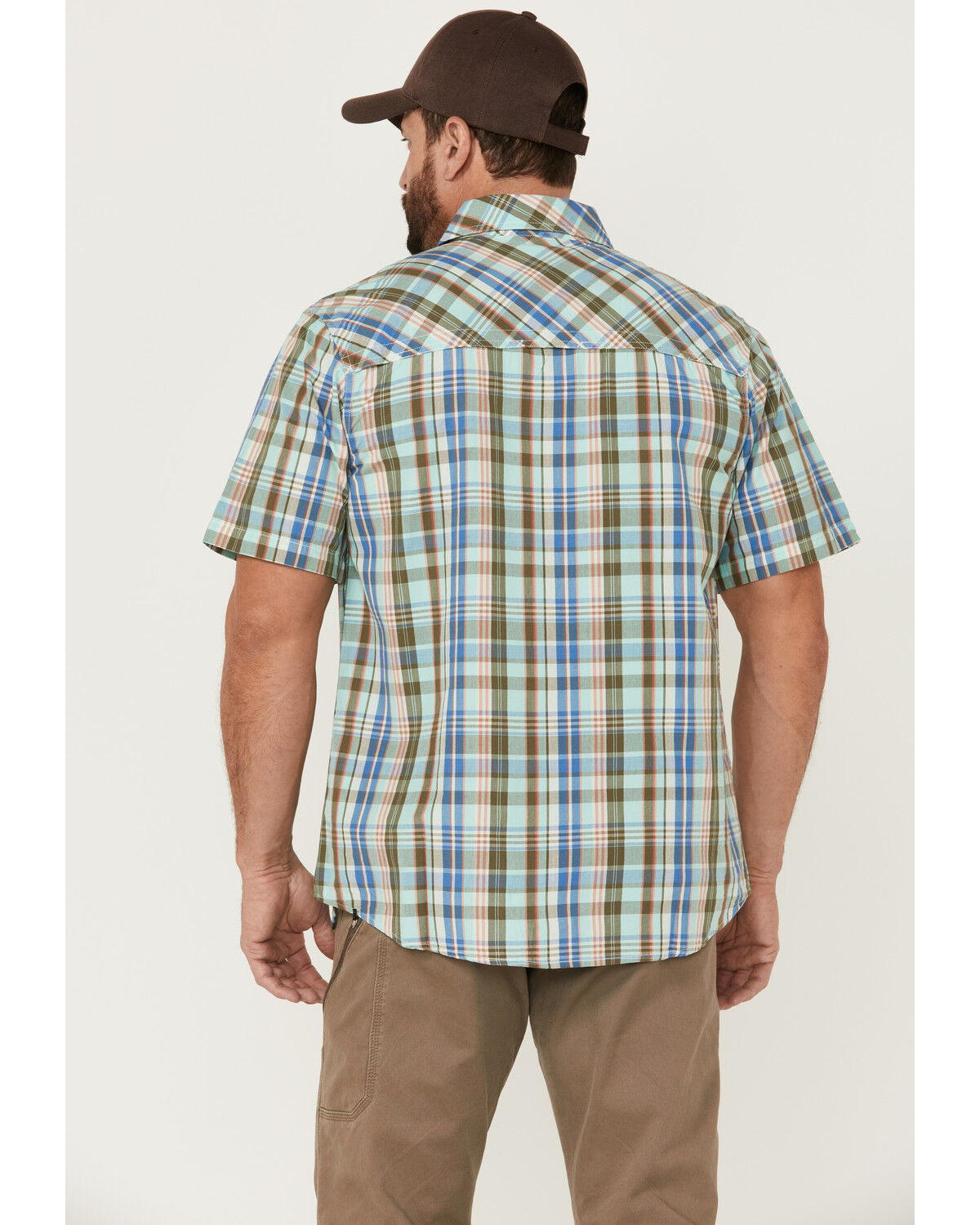 Image #4 - Resistol Men's Hampton Plaid Print Short Sleeve Button Down Western Shirt, Light Green, hi-res
