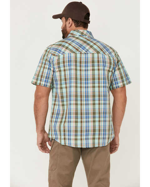 Image #4 - Resistol Men's Hampton Plaid Print Short Sleeve Button Down Western Shirt , Light Green, hi-res