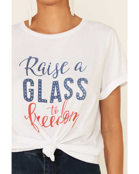 Image #3 - Cut & Paste Women's Raise A Glass To Freedom Graphic Short Sleeve Tee , Ivory, hi-res