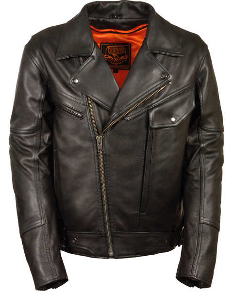 Milwaukee Leather Men's Side Set Belt Utility Pocket Motorcycle Jacket, Black, hi-res