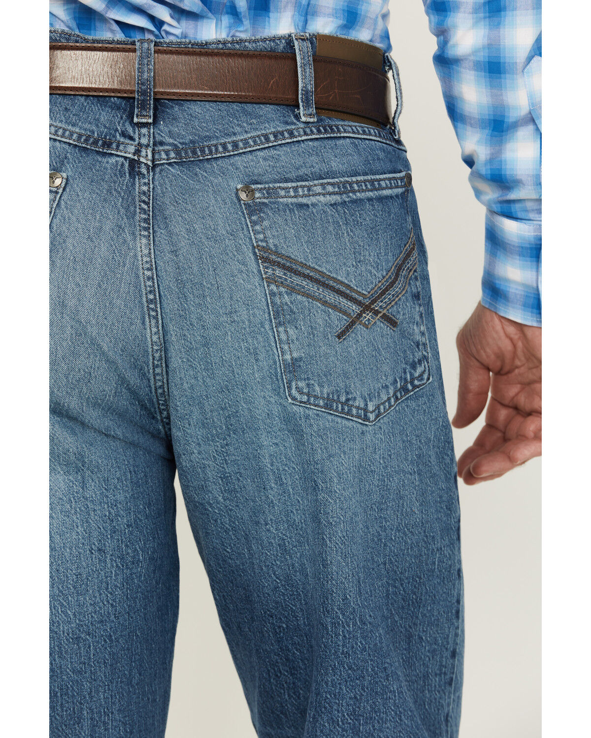 Image #4 - Wrangler Men's 20X Barnaby Medium Wash Relaxed Straight Stretch Denim Jeans, Medium Wash, hi-res