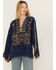 Image #1 - Johnny Was Women's Embroidered Long Sleeve Shirt , Blue, hi-res