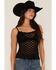 Image #2 - Miss Me Women's Solid Lace Sleeveless Tank Top, Black, hi-res
