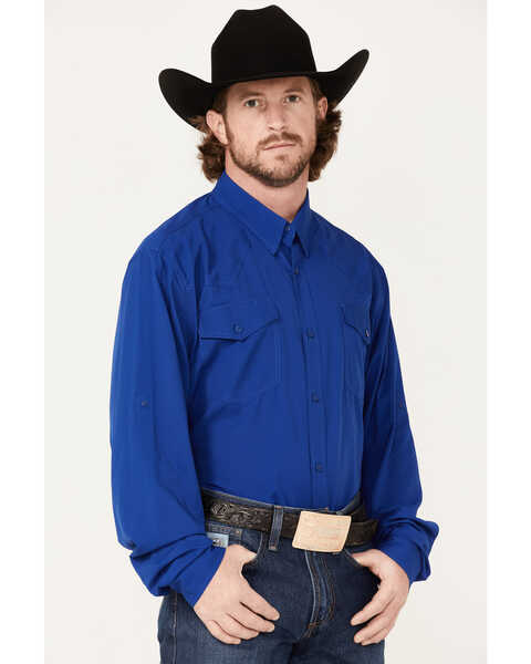 Image #2 - RANK 45® Men's Roughie Performance Long Sleeve Button-Down Shirt, Blue, hi-res