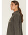 Image #2 - Carhartt Women's Oversized Fit Heavyweight Waffle Knit Work Shirt, Charcoal, hi-res