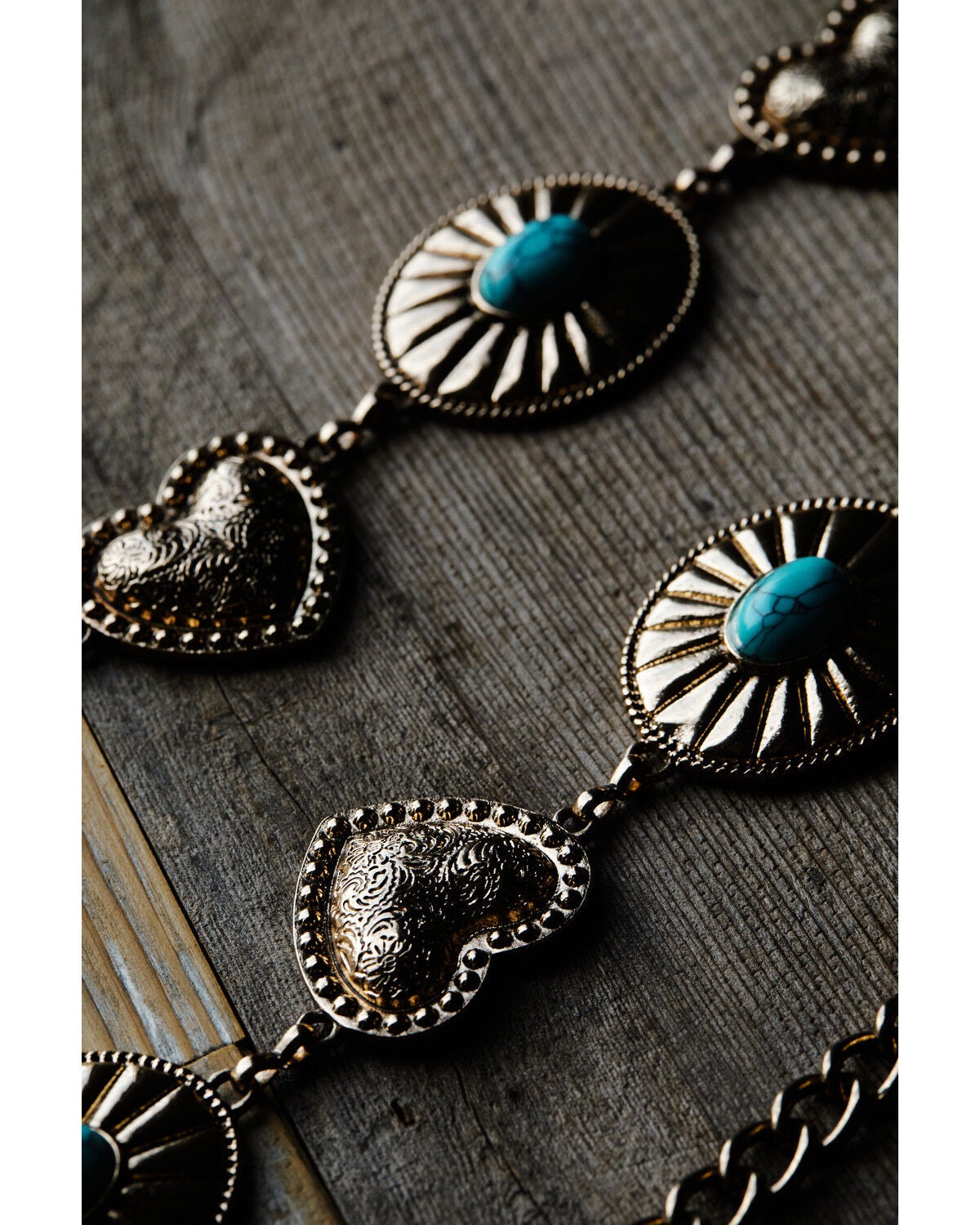 Image #3 - Shyanne Women's Sunburst Heart Chain Concho Belt, Gold, hi-res