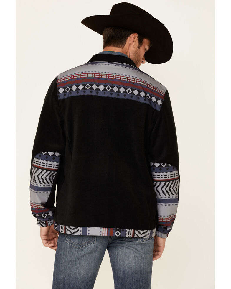 HOOey Men's Southwestern Print Color-Block Zip-Front Tech Fleece Jacket