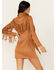 Image #4 - Mainstrip Women's Faux Suede Long Sleeve Fringe Dress, Camel, hi-res