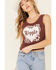Image #1 - Bandit Brand Women's Hippie Heart Graphic Lace Trim Tank Top, Rust Copper, hi-res