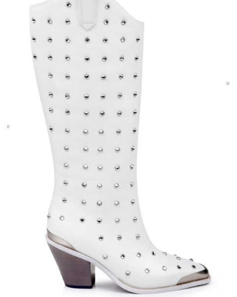 Image #2 - DanielXDiamond Women's Blazing Saddles Western Boots - Snip Toe, White, hi-res