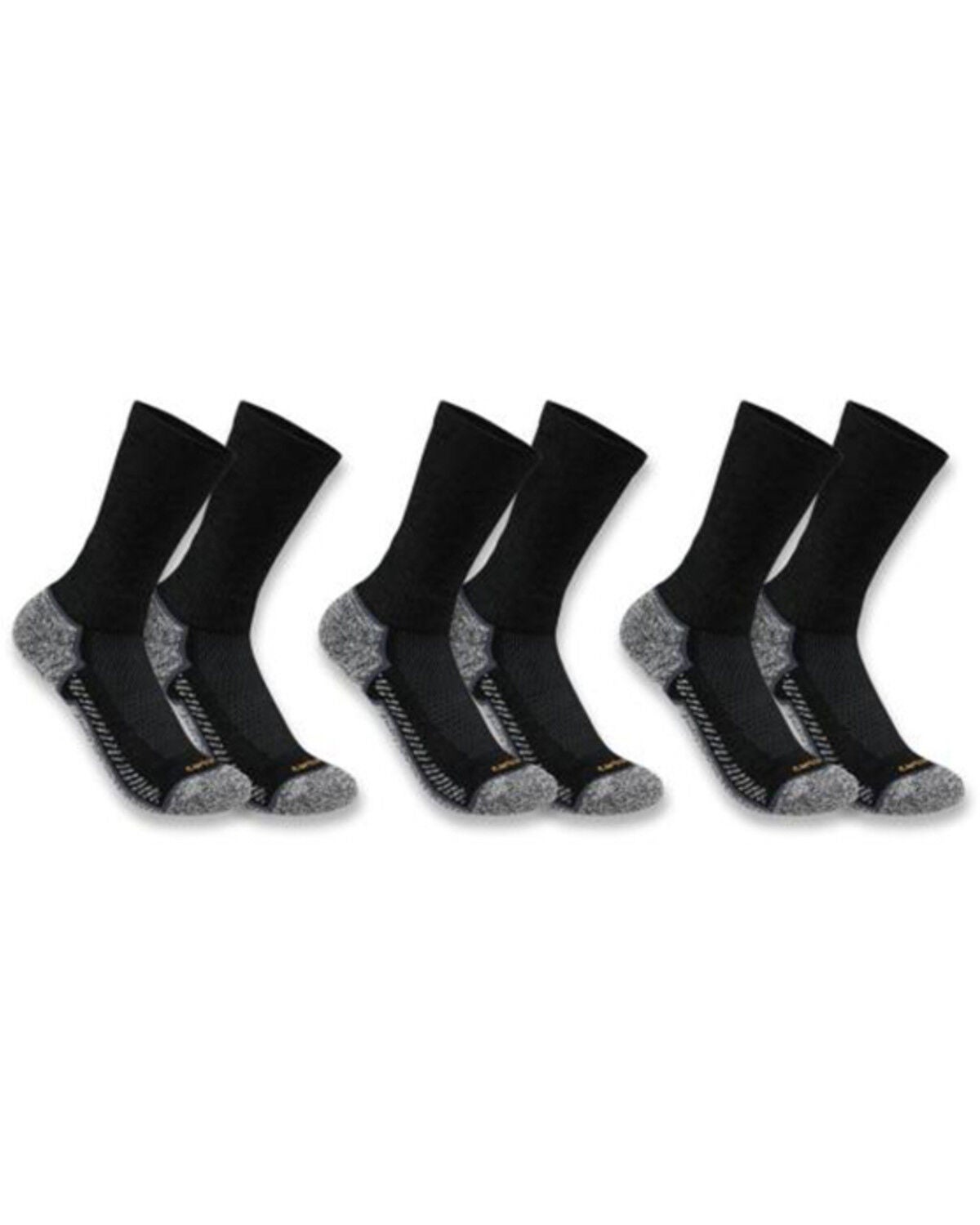 Carhartt Men's Force Midweight Crew Socks - 3-Pack, Black, hi-res