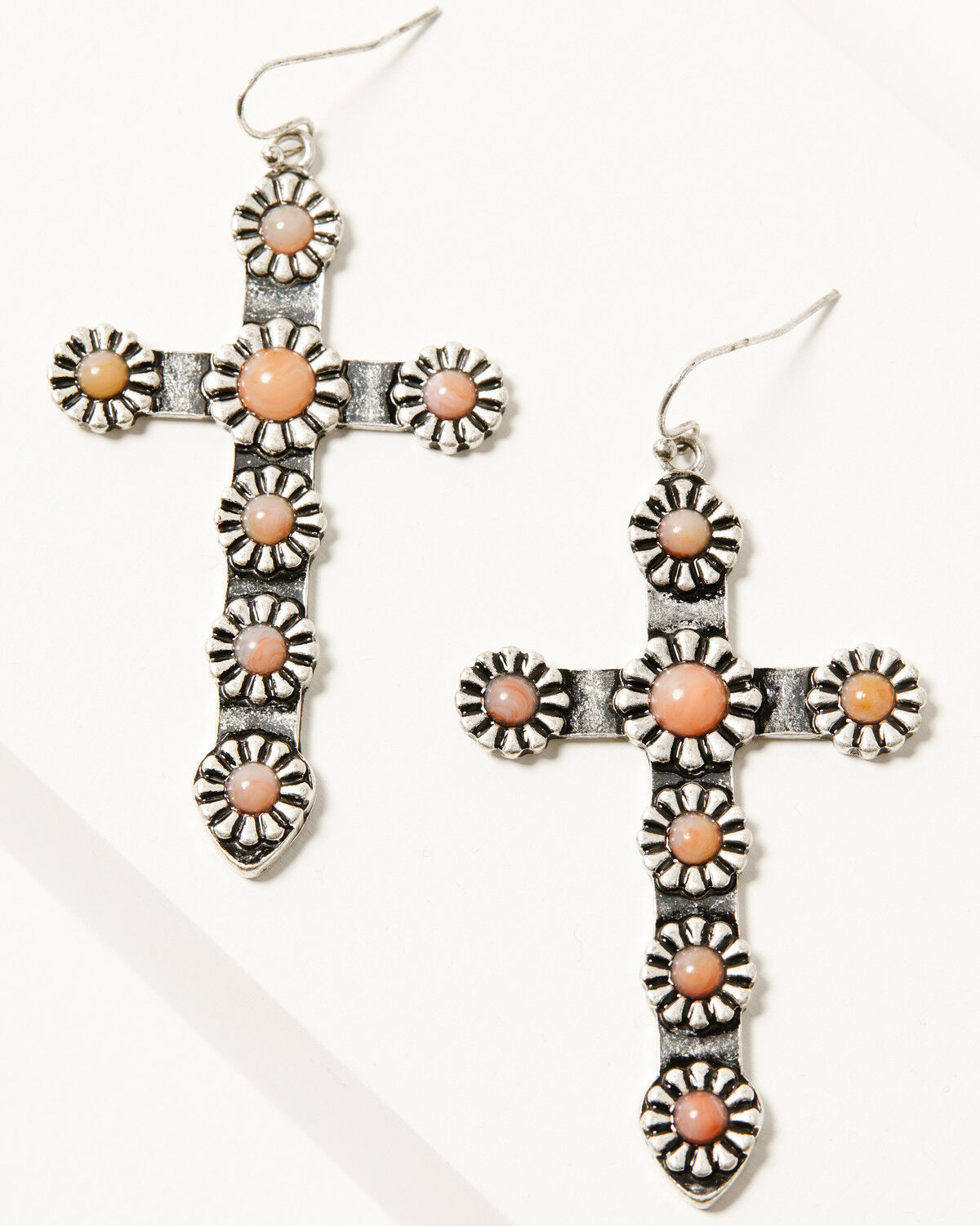 Image #1 - Shyanne Women's Oversized Cross Drop Earrings, Pink, hi-res