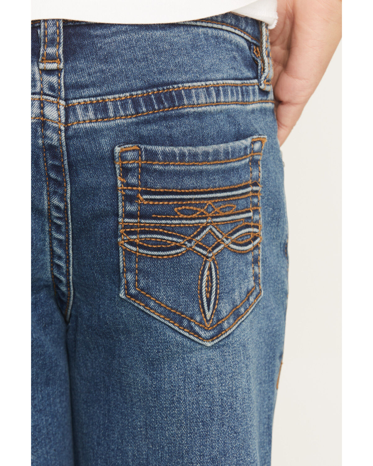 Image #4 - Rock & Roll Denim Girls' Medium Wash Trouser Stretch Denim Jeans, Medium Wash, hi-res