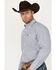 George Strait by Wrangler Men's Plaid Print Long Sleeve Button-Down Western Shirt, Navy, hi-res