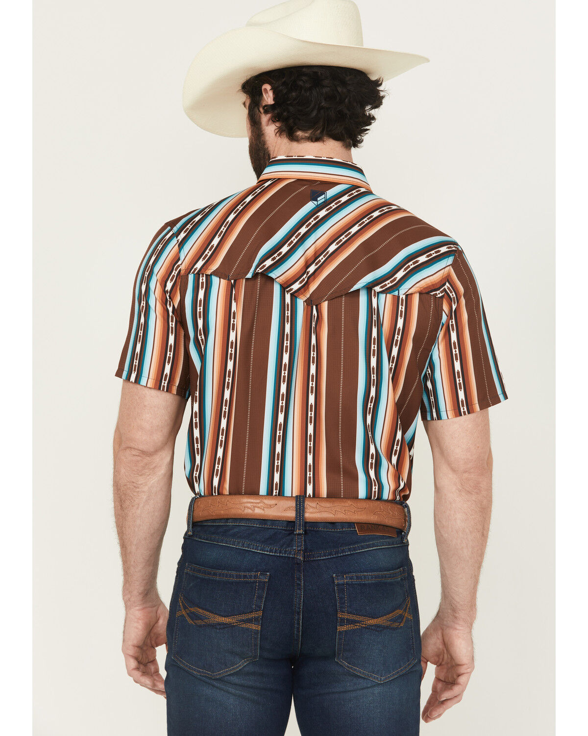 Image #4 - RANK 45® Men's Sierra Peak Striped Short Sleeve Snap Performance Western Shirt, Multi, hi-res